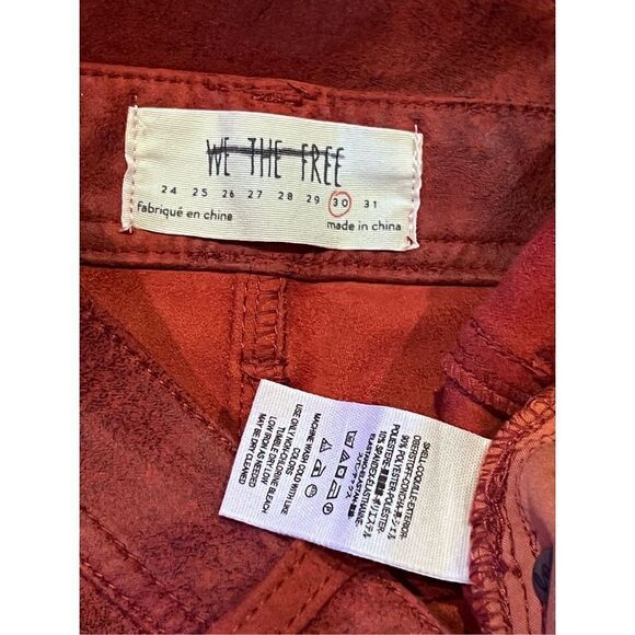 Free People We The Free Red Micro Suede Skinny Jeans Size 30 - Picture 4 of 4